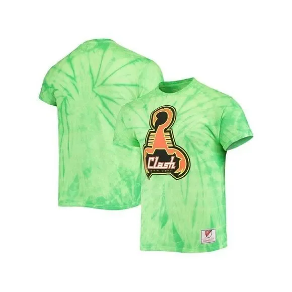 Men's Mitchell &‎ Ness Green San Jose Clash Since '96 Tie-Dye T-Shirt SMALL - Picture 2 of 2